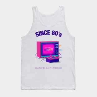 Since 80s Gamer and Proud - Gamer gift - Retro Videogame TV Tank Top